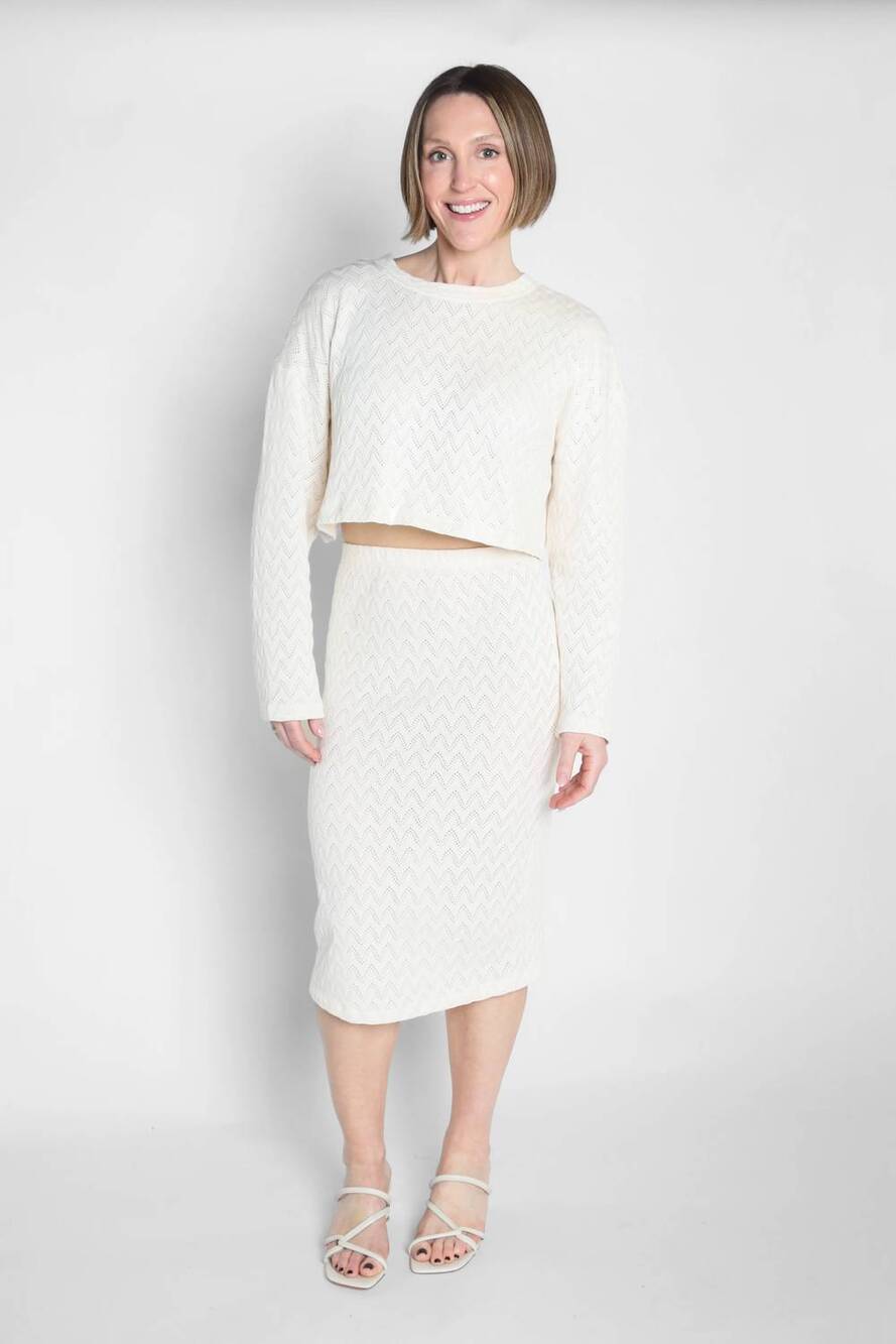 NEW COSSAC crochet midi skirt in ecru